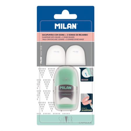 Afilaborra Sacapuntas Milan Capsule y 2 recambios. Blister